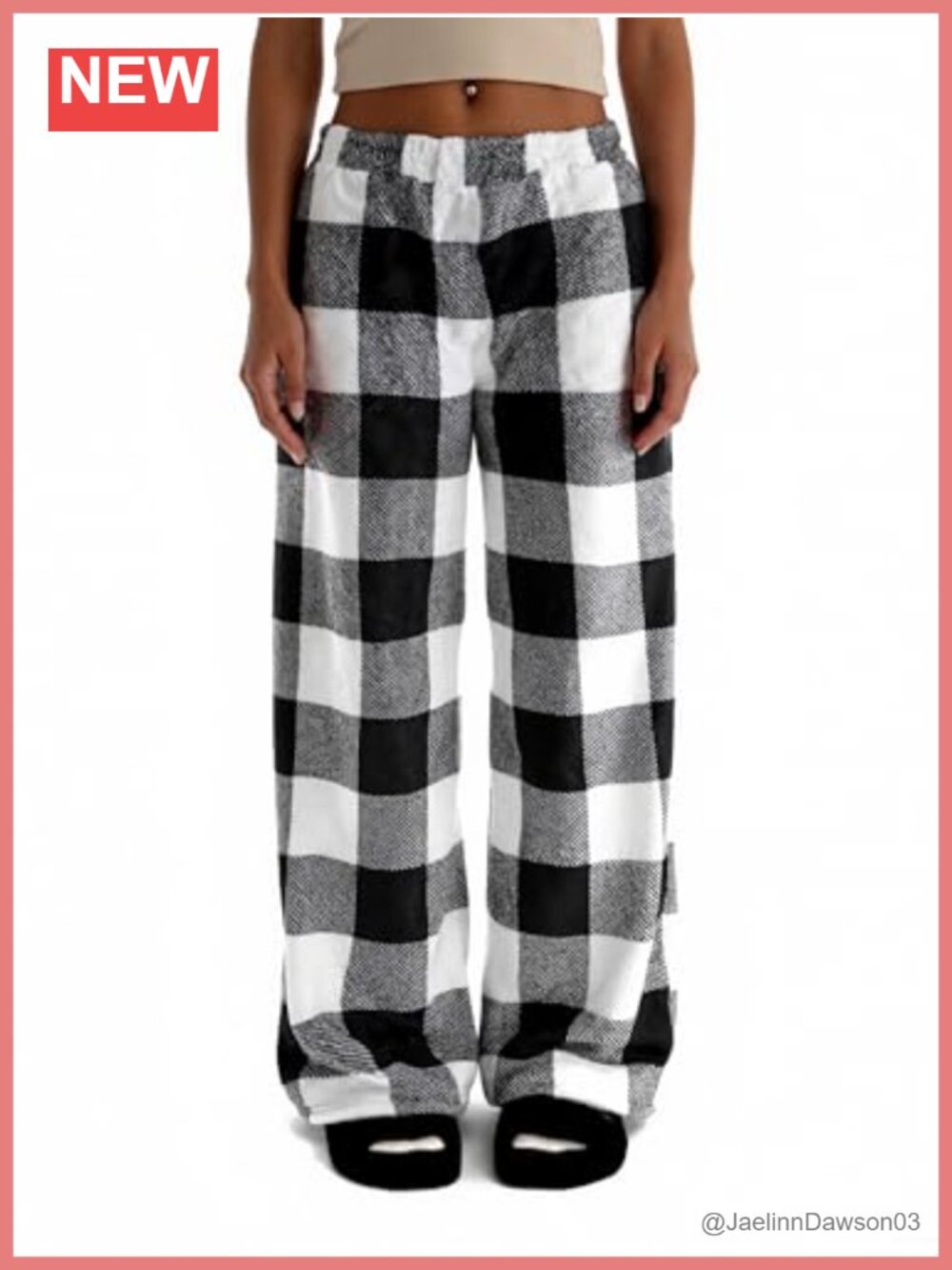 Plaid Flannel Pajama Pants Fuzzy Fleece Lounge Bottoms with Pockets